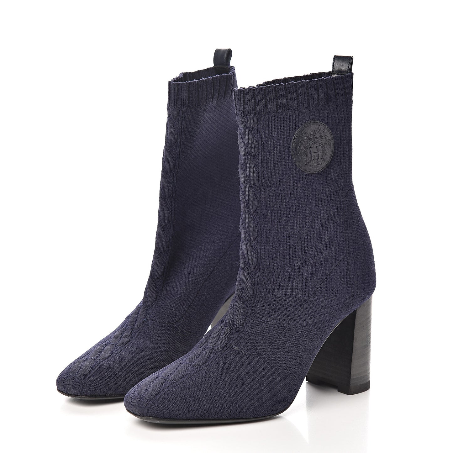 Knit Calfskin Volver Ankle Boots 37.5 Bleu Diplomatique