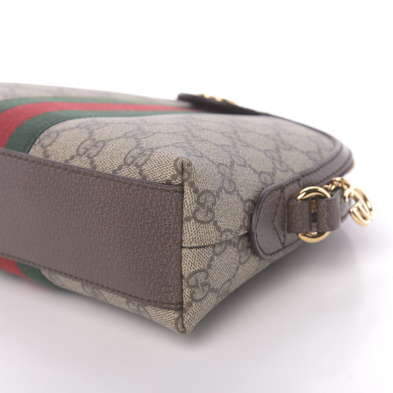 Gucci GG Supreme Monogram Textured Dollar Calfskin Web Small Ophidia Dome Shoulder Bag Beige Ebony New Acero 9 of 10