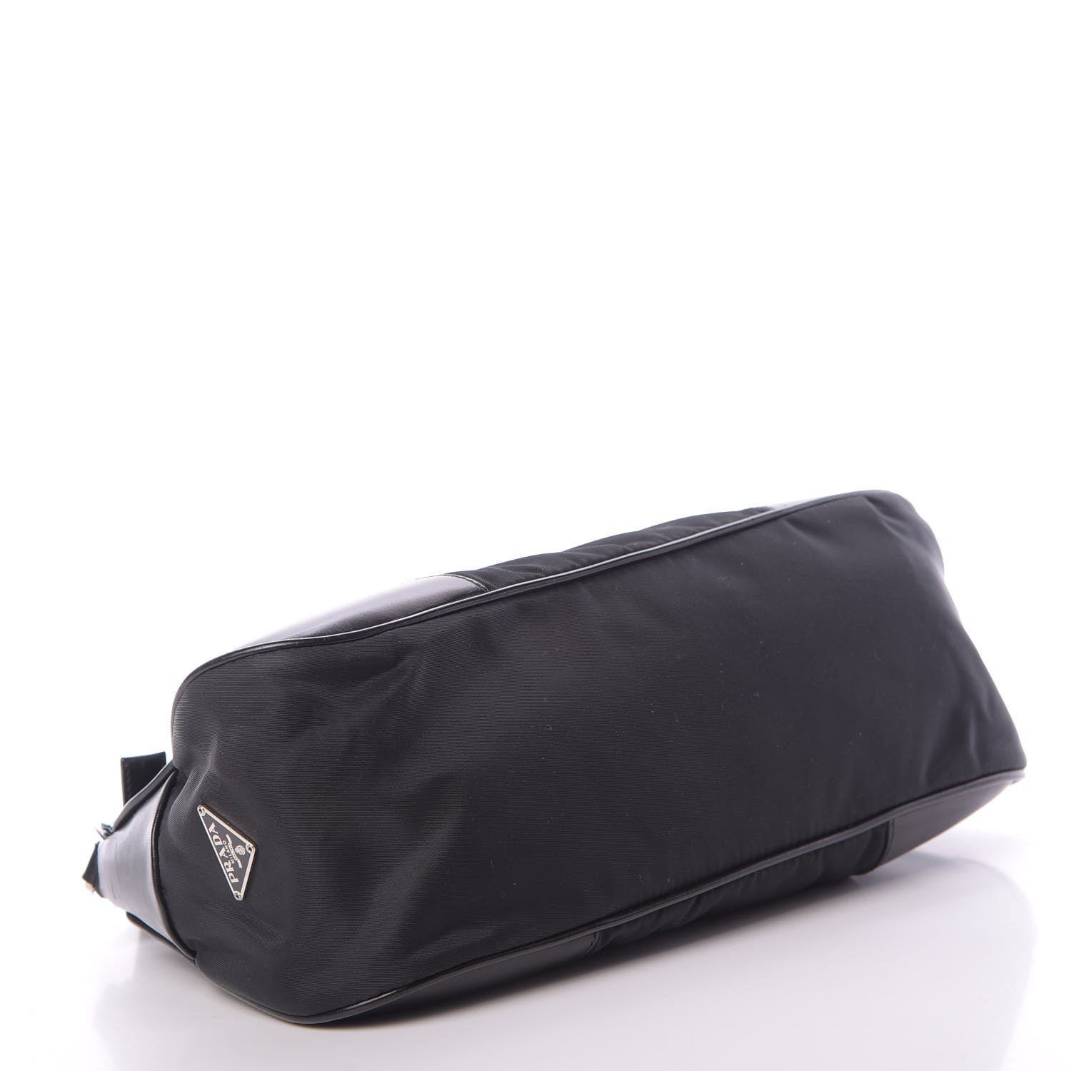 Prada Tessuto Nylon Soft Calfskin Shoulder Bag Black 4 of 14