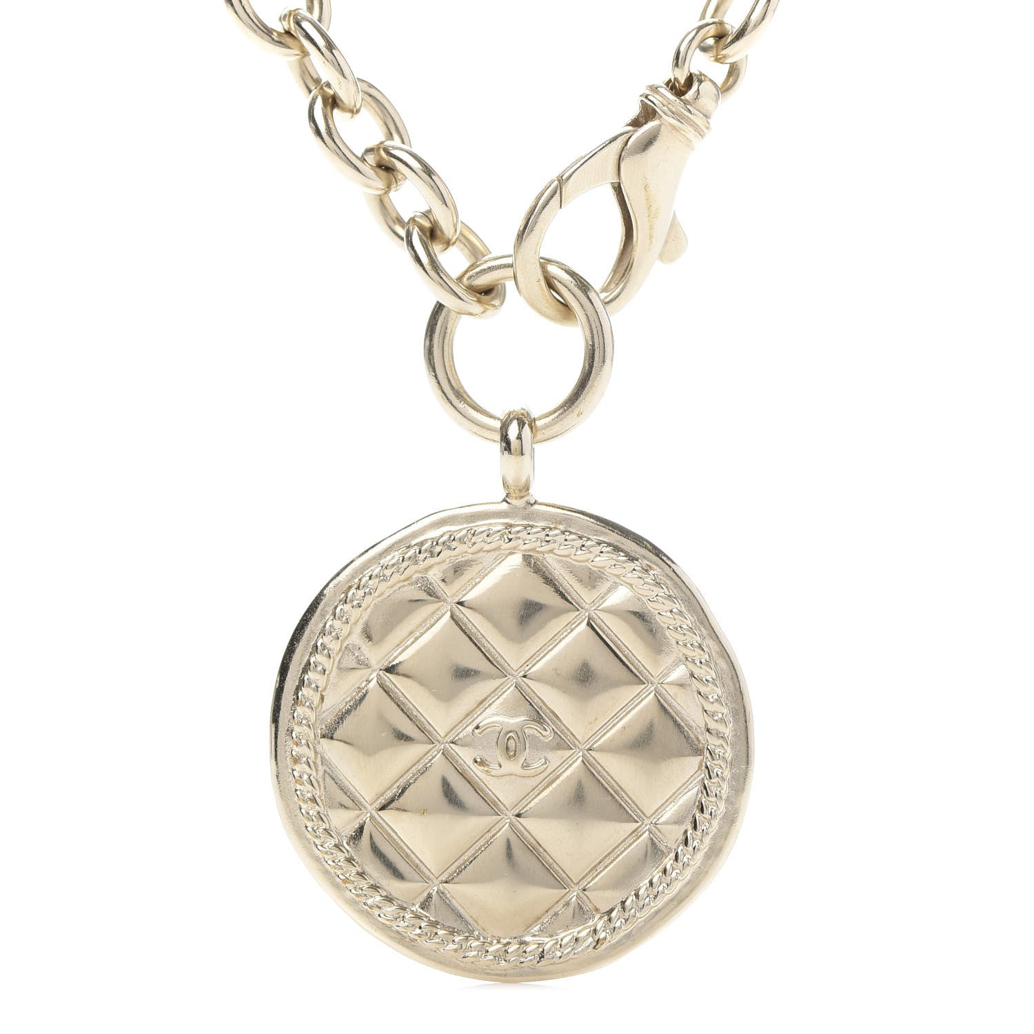 Chanel Quilted CC Pendant Chain Necklace Gold 4 of 6