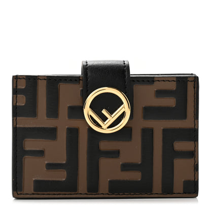 Fendi Vitello Liberty F is Fendi Bi-Color FF 1974 Embossed Gusseted Card Holder Maya Black 1 of 10
