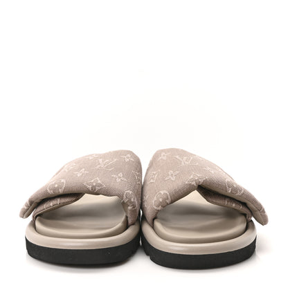 Louis Vuitton Monogram Denim LV Pool Pillow Flat Comfort Mule 38 Grey 3 of 9