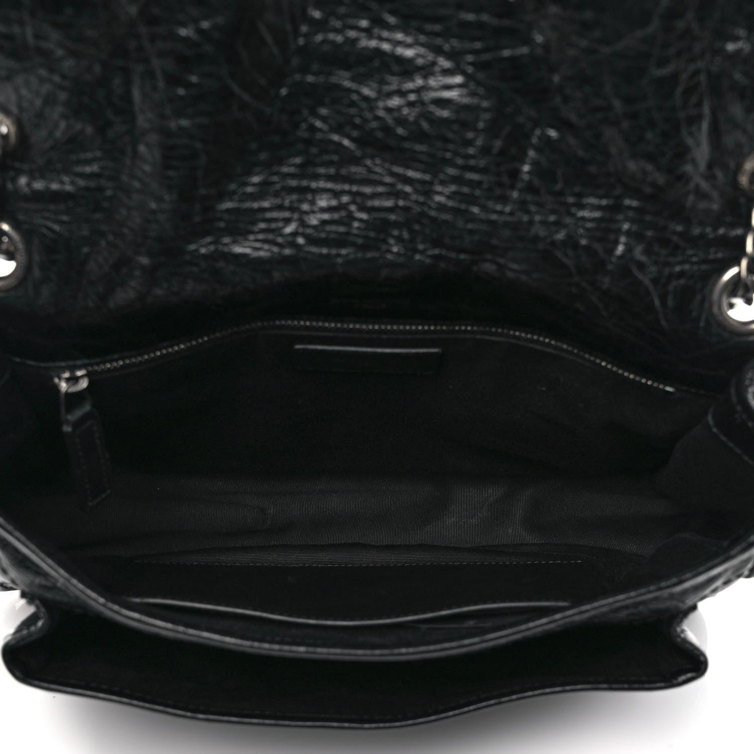 Saint Laurent Crinkled Calfskin Matelasse Monogram Medium Niki Chain Satchel Black 5 of 9