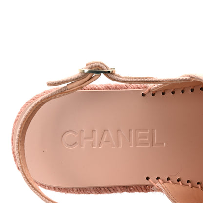 Chanel Canvas Strass CC Espadrille Slingback Sandals 38 Pink 8 of 10