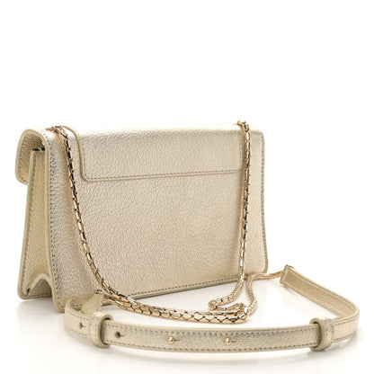 Bulgari Metallic Calfskin Snake Strap Crossbody Flap Clutch Gold 2 of 10