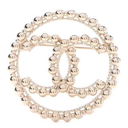 Chanel Metal Bead CC Round Brooch Gold 1 of 5