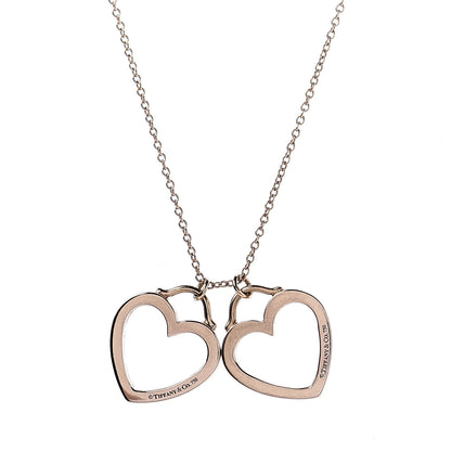 Tiffany 18K Rose Gold Double Open Heart Pendant Necklace 5 of 8
