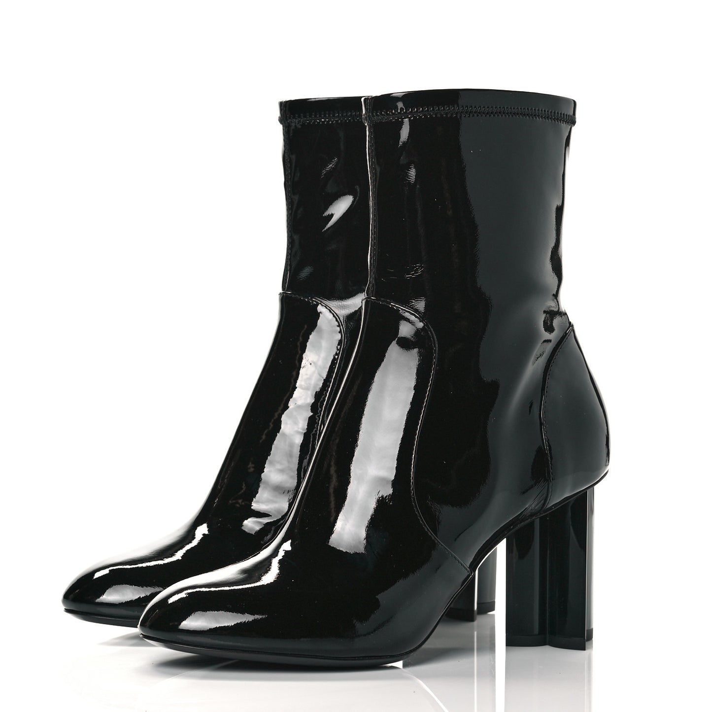 Patent Silhouette Ankle Boots 38 Black