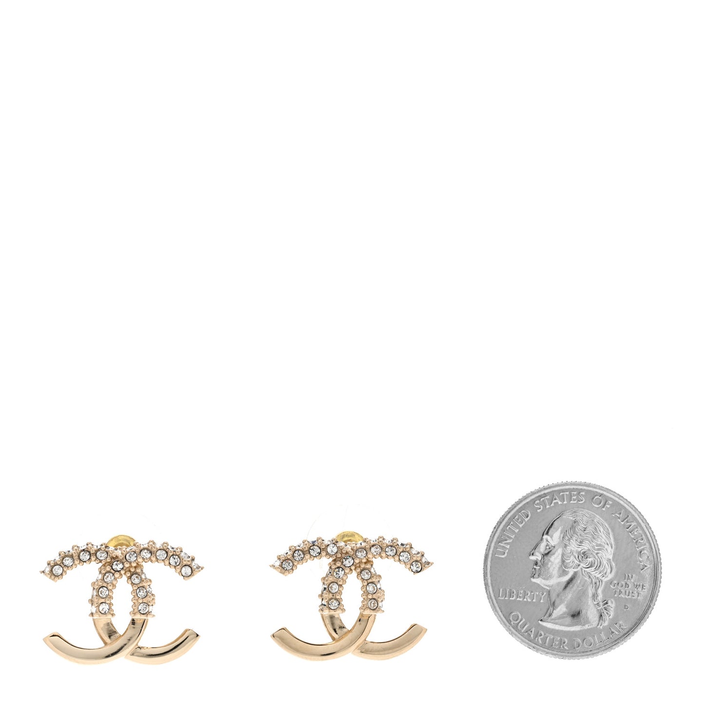 Metal Crystal Bead CC Earrings Gold