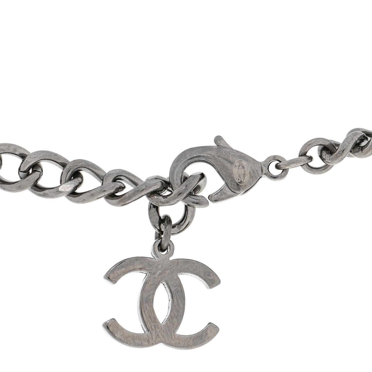 Ruthenium Crystal Chain CC Lucky Charms Choker Silver