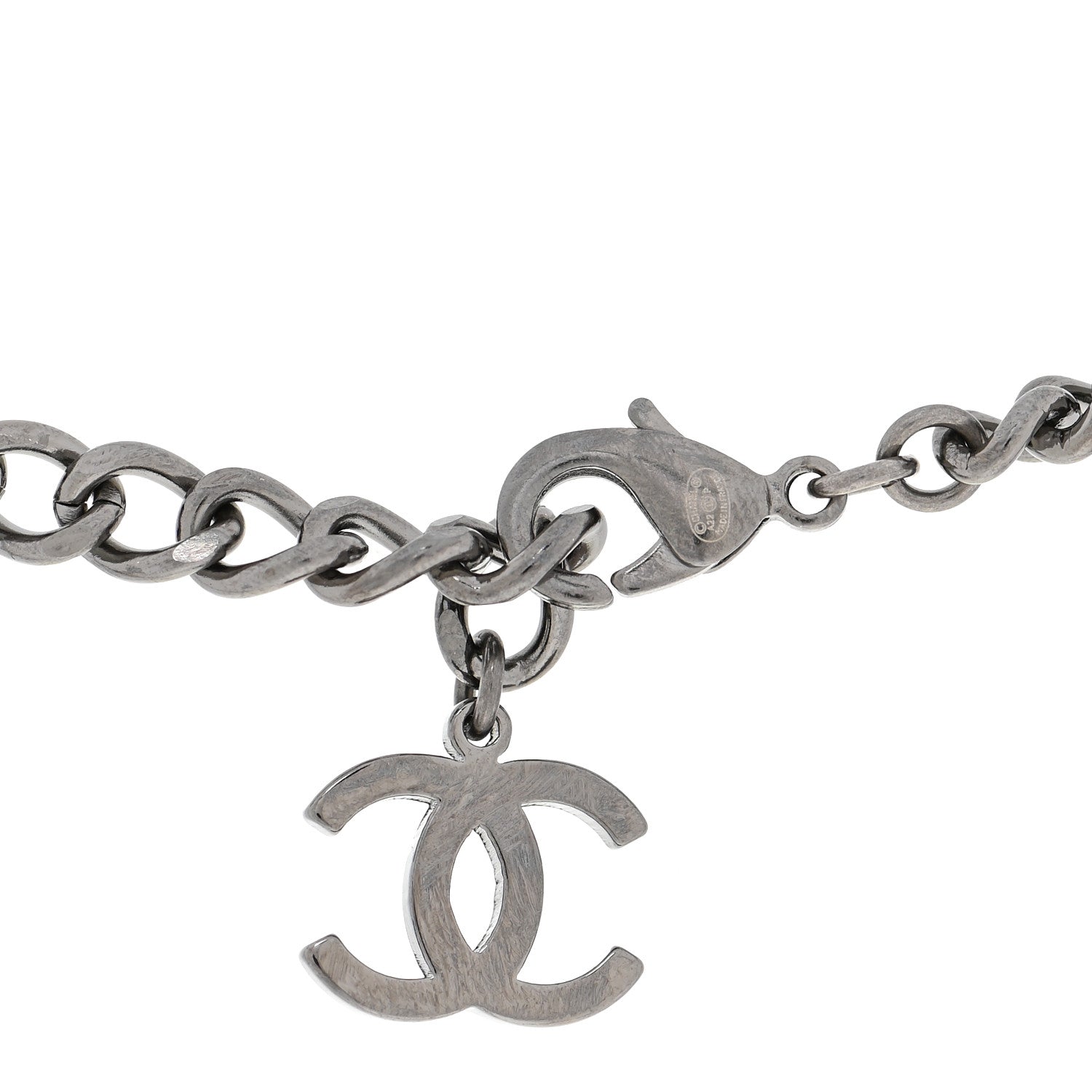 Chanel Ruthenium Crystal Chain CC Lucky Charms Choker Silver 4 of 4