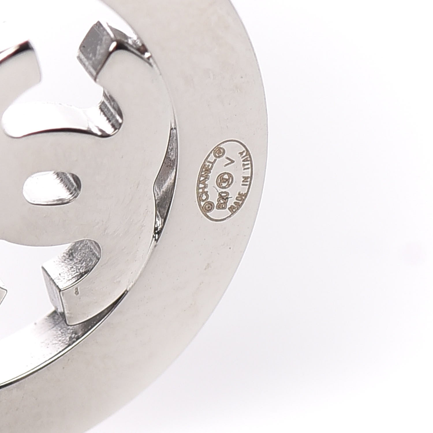 Chanel Crystal CC Round Earrings Silver 4 of 5