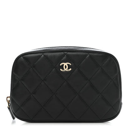 Chanel Lambskin Quilted Small Curvy Pouch Cosmetic Case Black 1 of 8