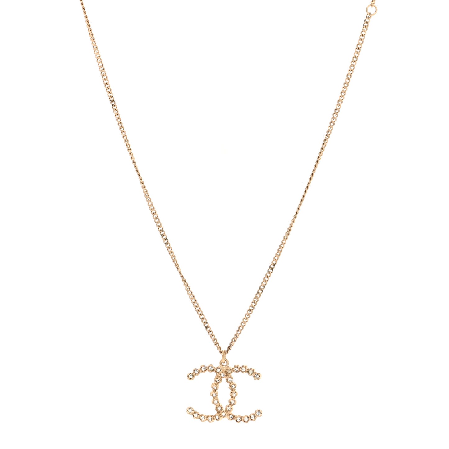 Crystal CC Pendant Necklace Gold