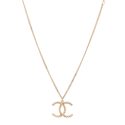 Chanel Crystal CC Pendant Necklace Gold 1 of 6
