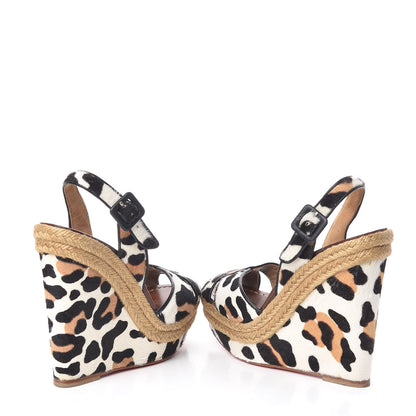 Christian Louboutin Pony Hair Tigresse 140 Espadrille Wedges 35 6 of 9