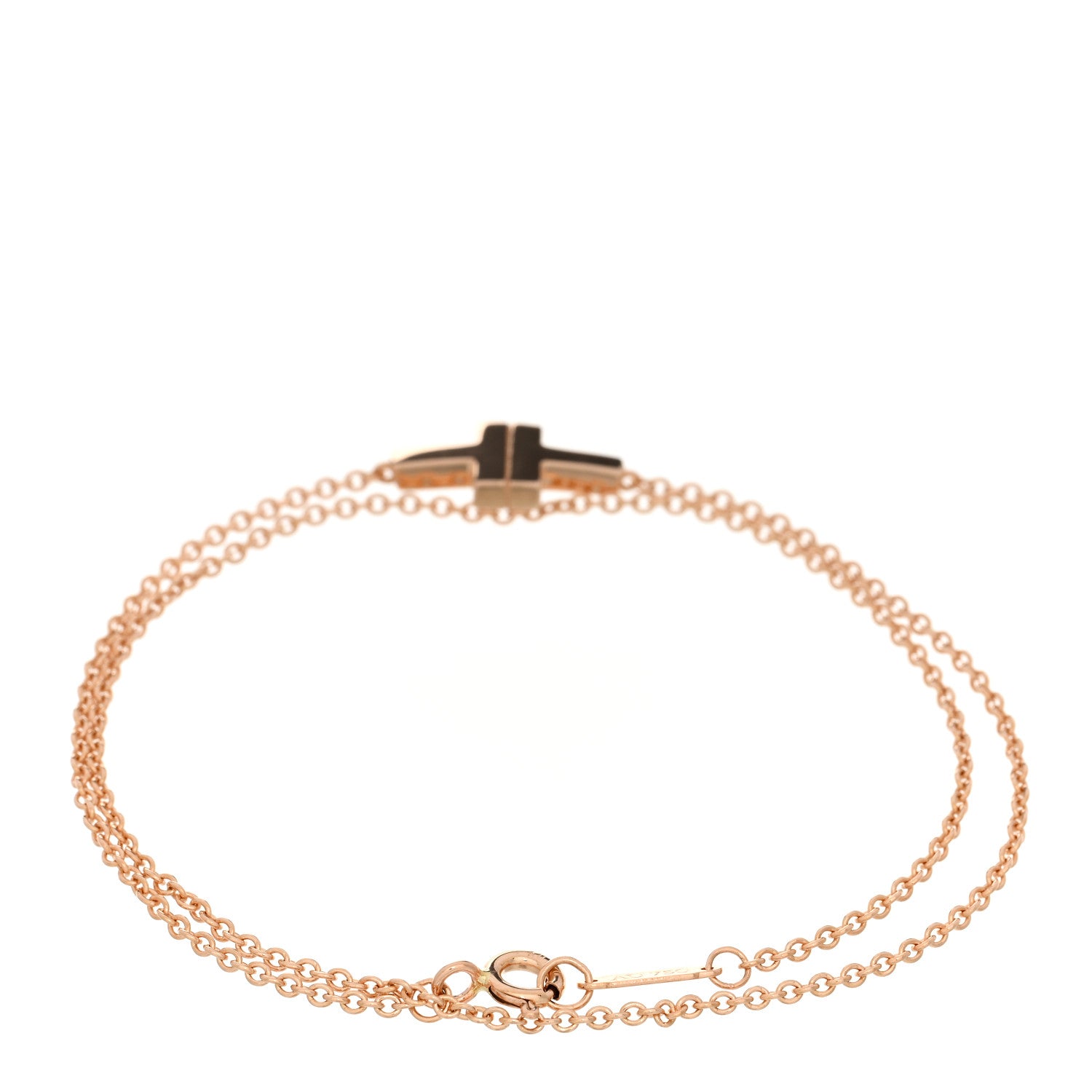 Tiffany 18K Rose Gold T Double Chain Bracelet 2 of 3