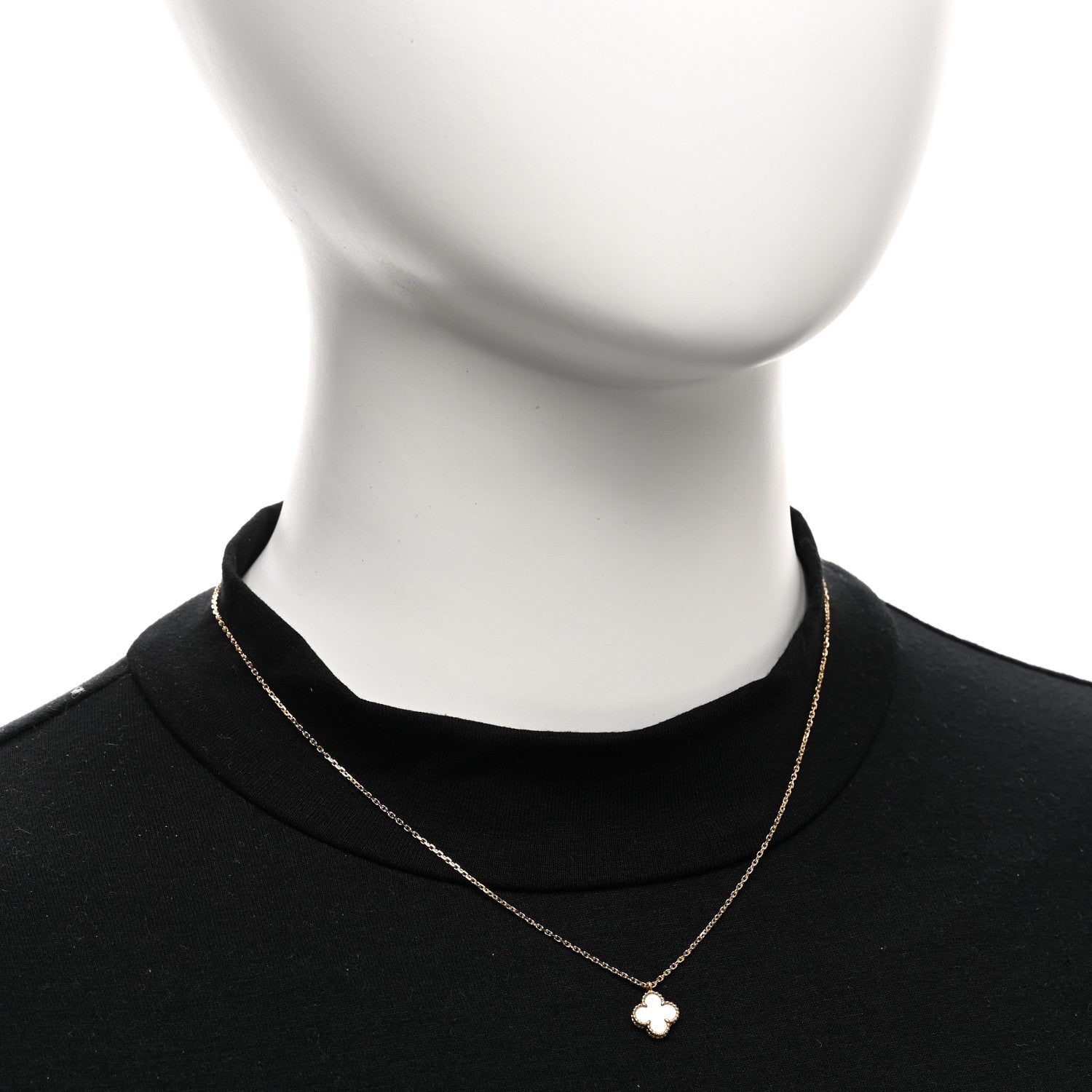 Van Cleef & Arpels 18K Yellow Gold Mother of Pearl Sweet Alhambra Pendant Necklace 2 of 5