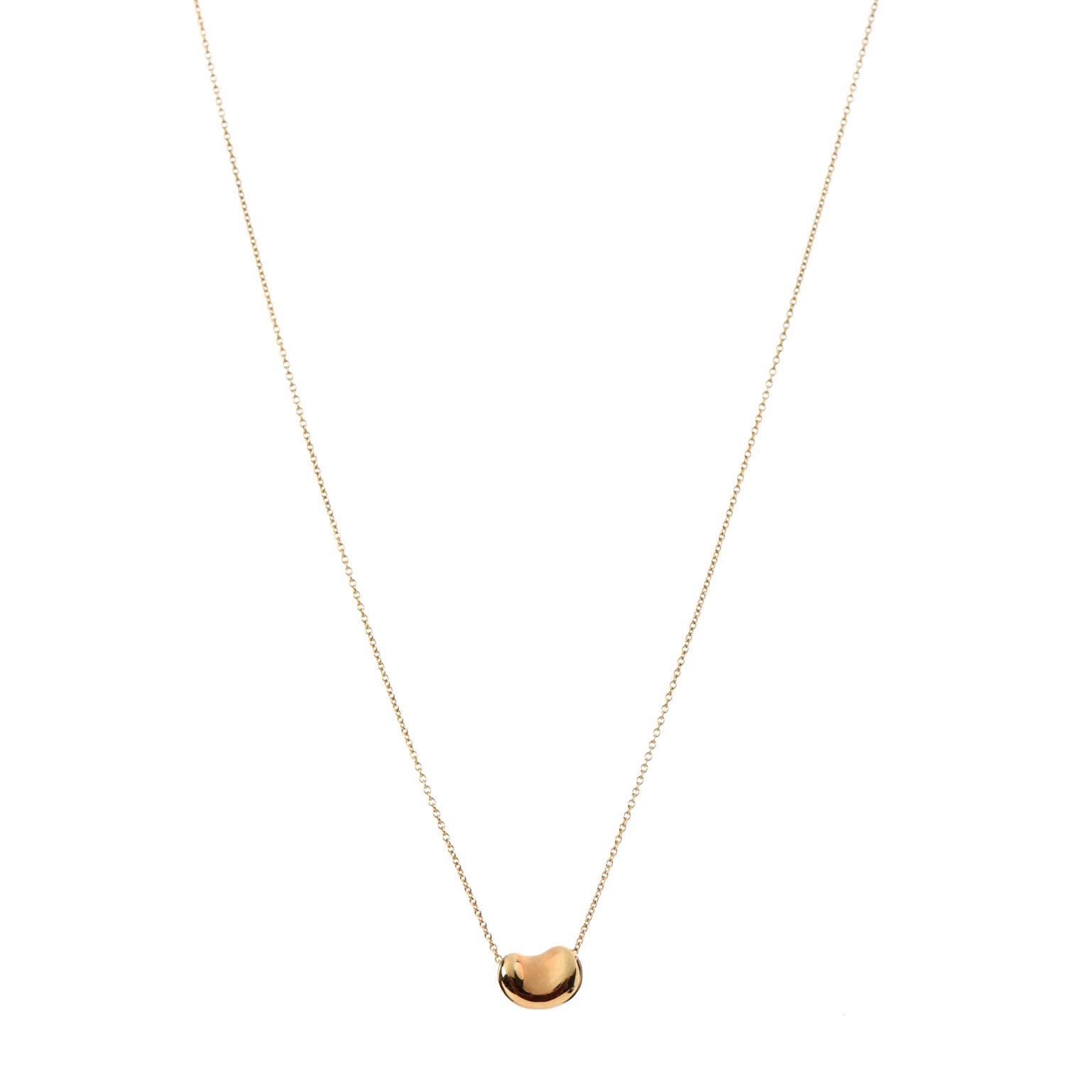 Tiffany 18K Yellow Gold 9mm Elsa Peretti Bean Pendant Necklace 1 of 6