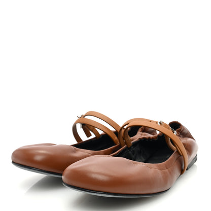 Hermes Nappa Calfskin Jolly Ballerina Flats 38.5 Gold Naturel 2 of 10