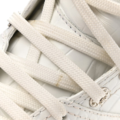 Chanel Calfskin Crocodile Embossed Cocodile High Top Sneakers 40 White 9 of 10