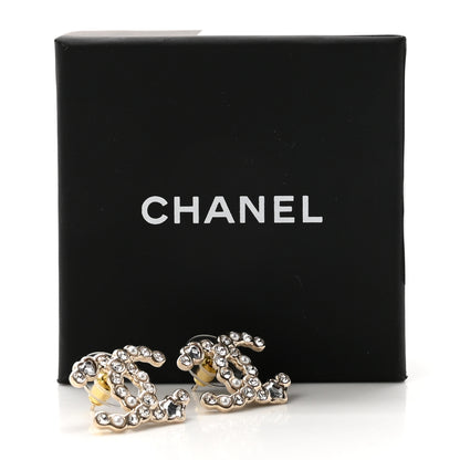 Chanel Crystal CC Star Heart Earrings Gold 5 of 5