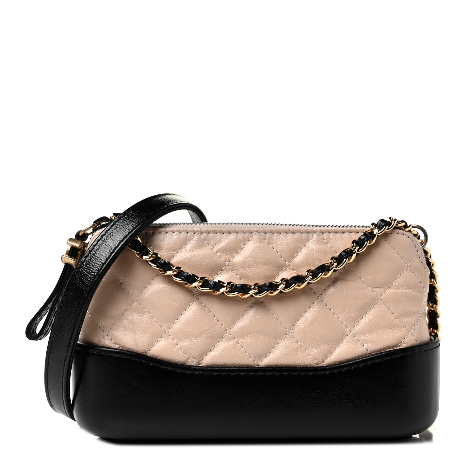 Chanel Aged Calfskin Quilted Small Gabrielle Clutch With Chain Beige Black 1 of 10