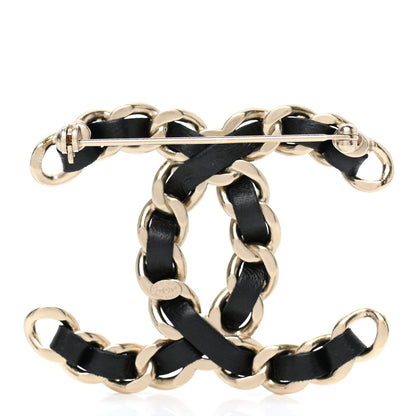 Chanel Lambskin Chain CC Brooch Black Gold 3 of 5