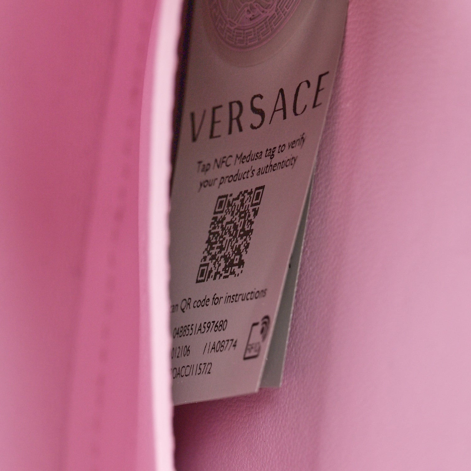 Versace Calfskin Greca Goddess Mini Top Handle Bag Pink 7 of 13