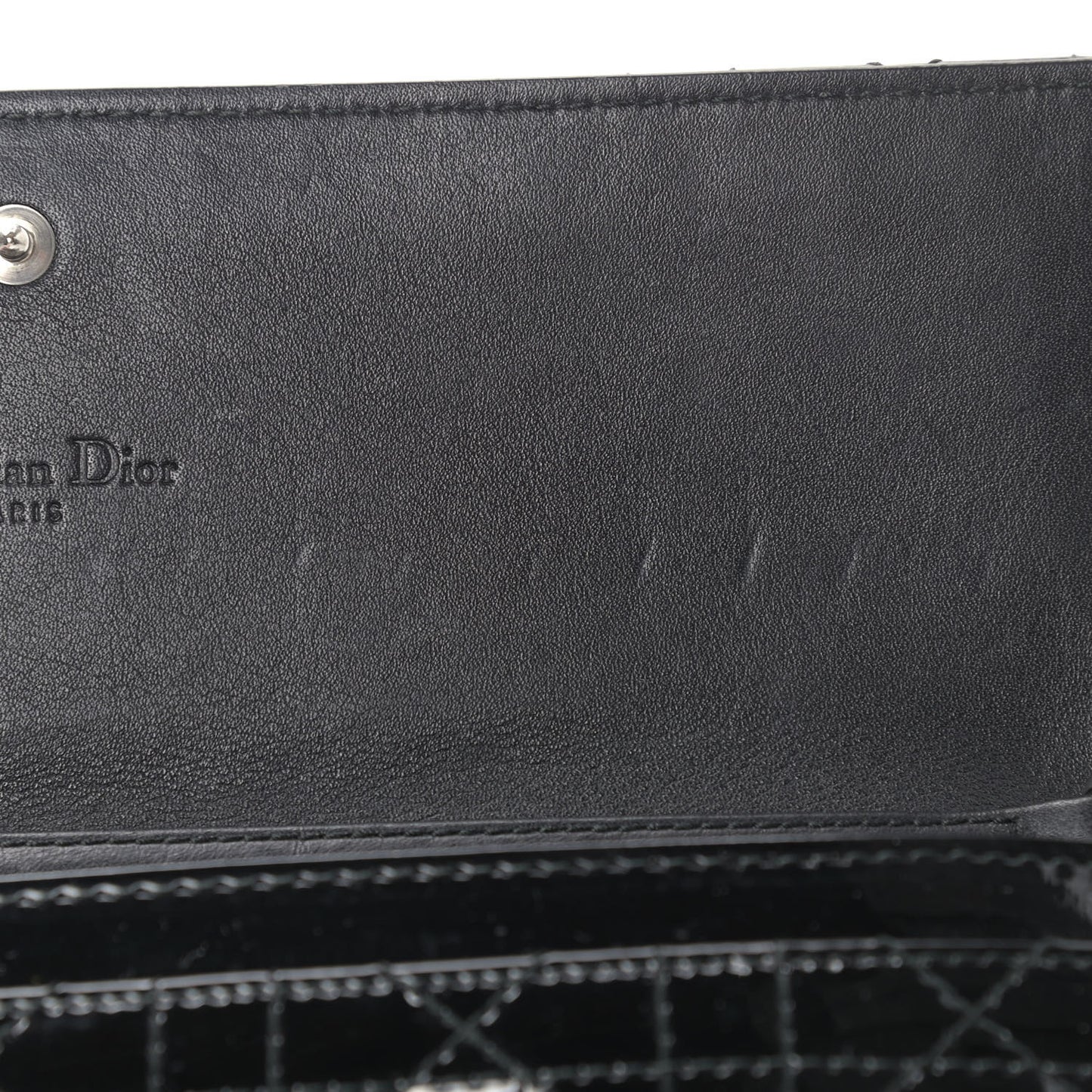 Patent Cannage Lady Dior Rendezvous Wallet On Chain Black