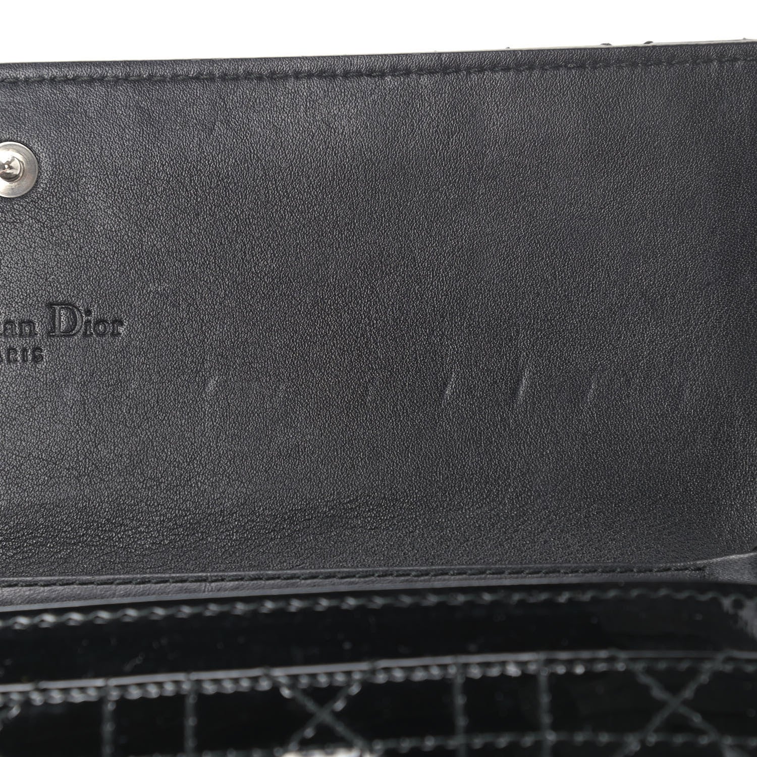 Christian Dior Patent Cannage Lady Dior Rendezvous Wallet On Chain Black 9 of 13