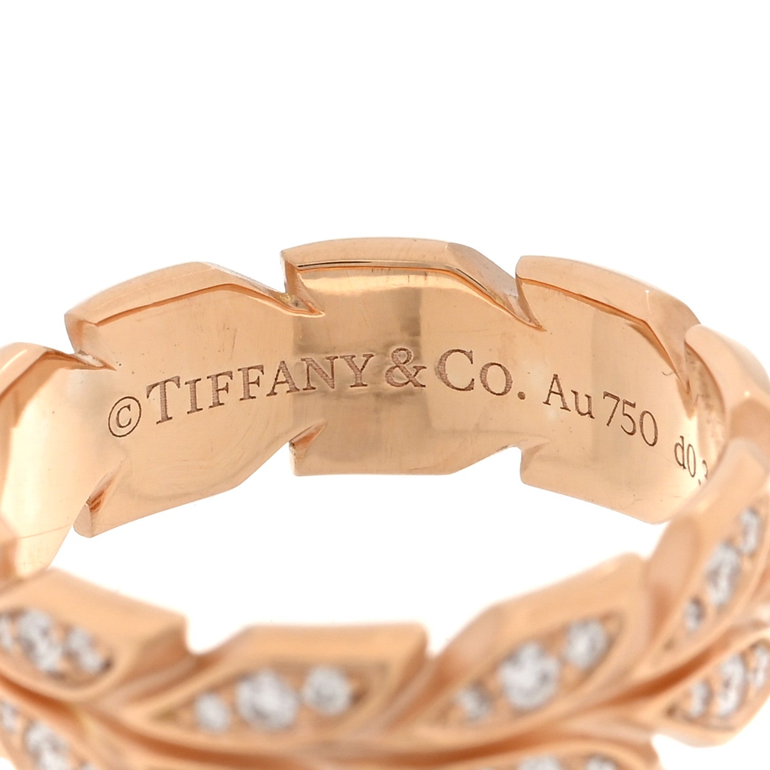 Tiffany 18K Rose Gold Diamond Victoria Vine Band Ring 52 6 4 of 6