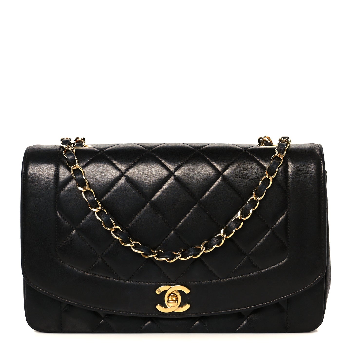 Lambskin Quilted Medium Single Flap Black