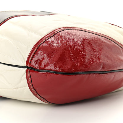 Gucci Patent Calfskin Medium Snow Glam Hobo Black White Red 9 of 9