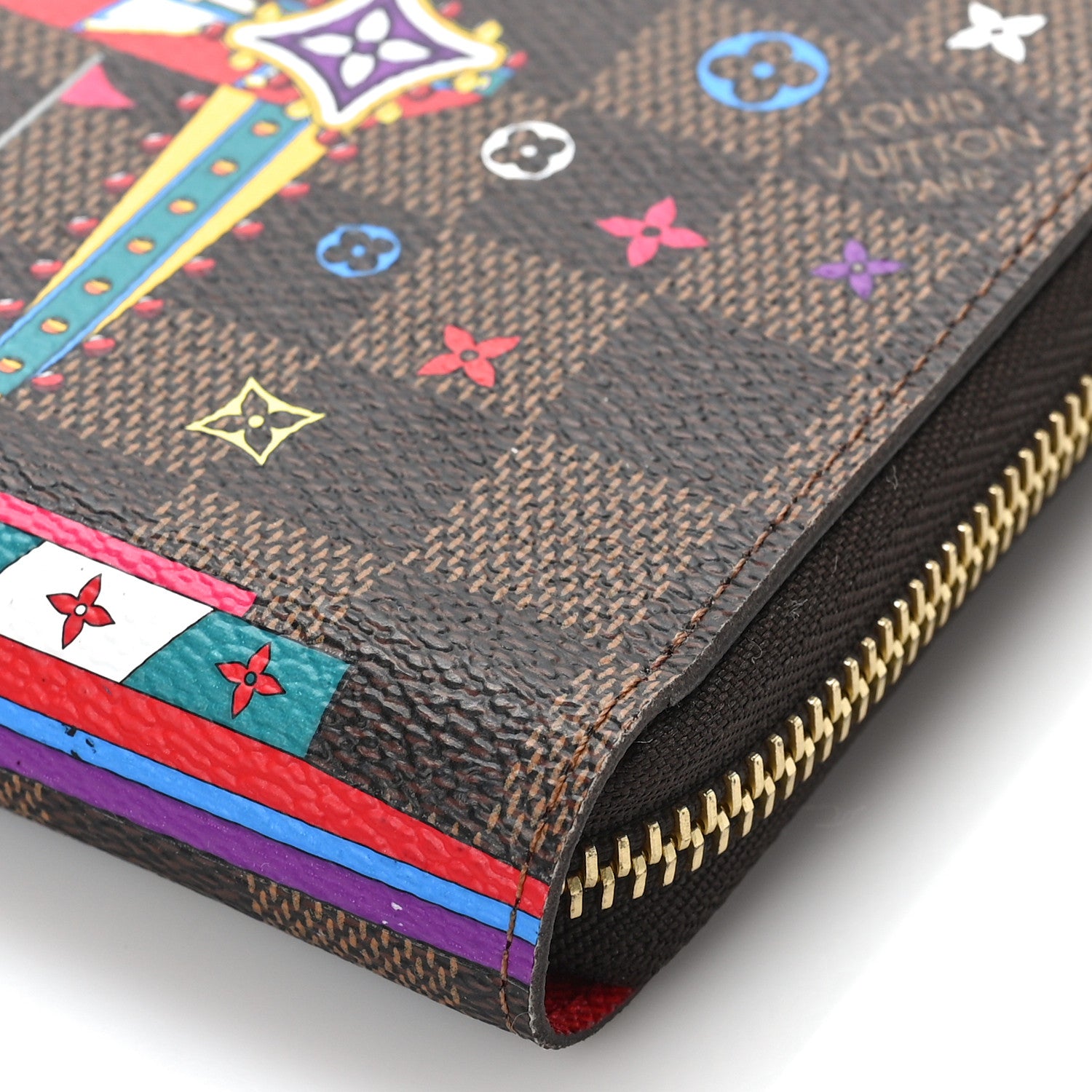 Louis Vuitton Damier Ebene 2020 Christmas Animation Bumper Cars Zippy Wallet Coquelicot 8 of 9