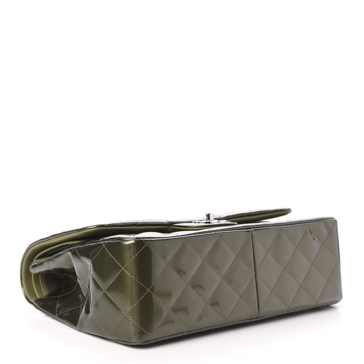 Chanel Striated Patent Quilted Jumbo Double Flap Green 5 of 11