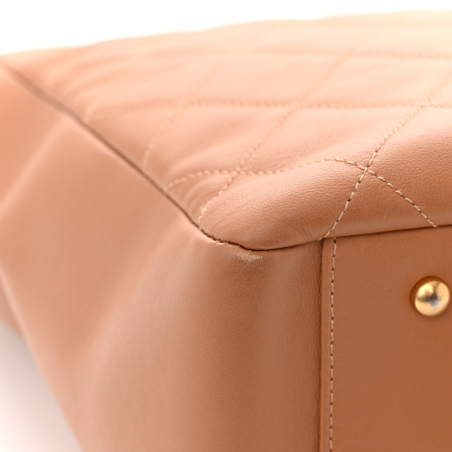 Calfskin Stitched Large Shopping Bag Brown