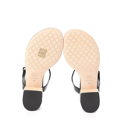 Chanel Calfskin Medallion CC Thong Sandals 36 Black 5 of 9