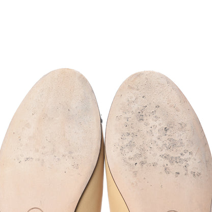 Chanel Lambskin Cap Toe CC Ballerina Flats 37 Beige Black 13 of 13