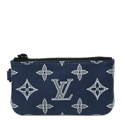 Louis Vuitton Calfskin Monogram Shadow Trio Messenger Key Pouch Ink Blue White 1 of 6