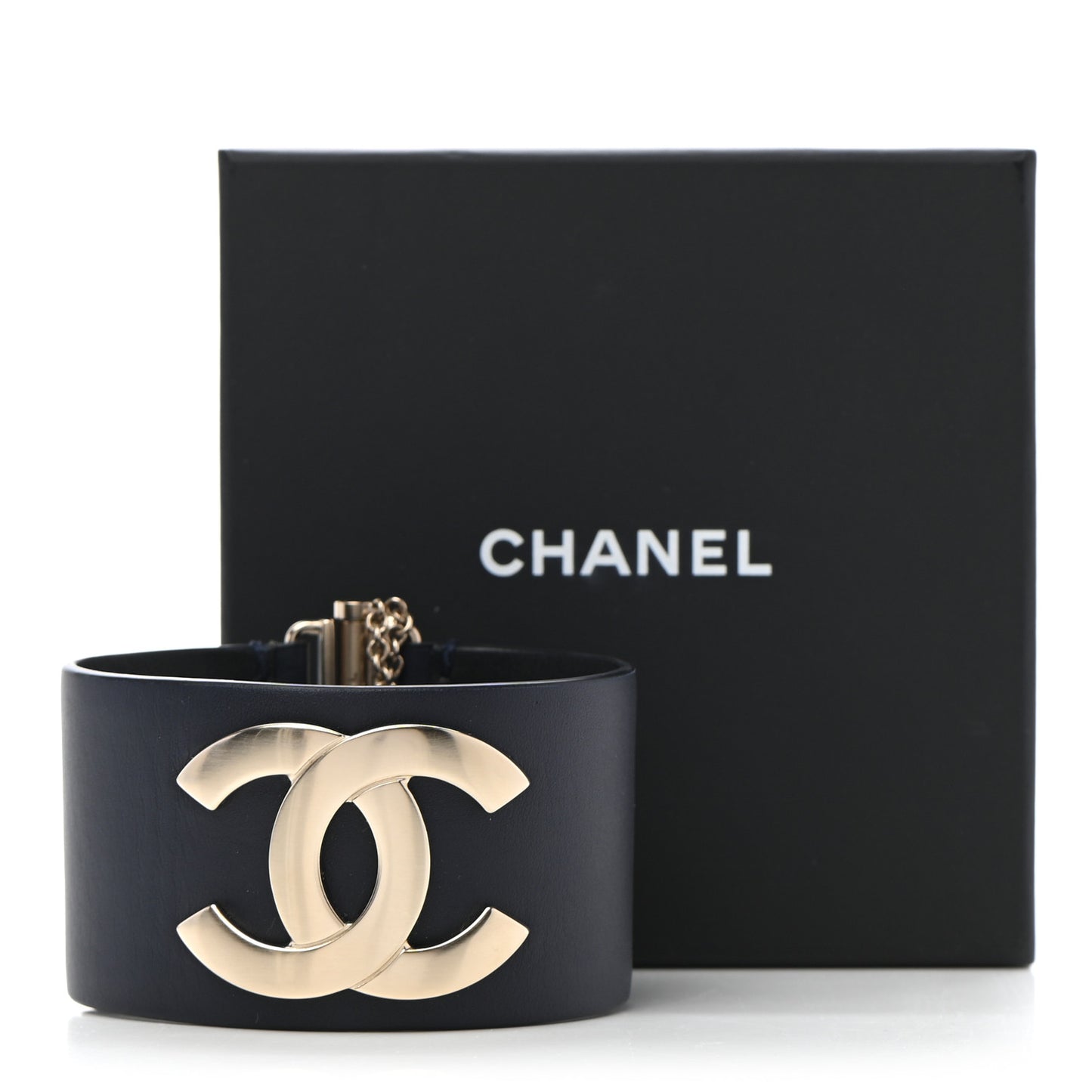 Calfskin CC Wide Cuff L Navy