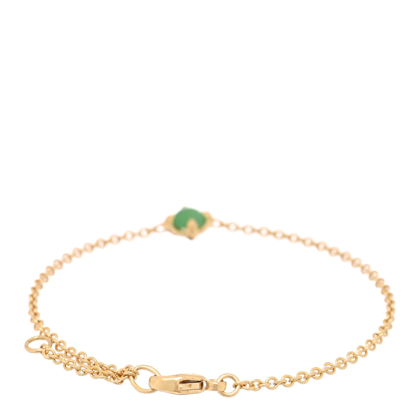 18K Yellow Gold 4mm Chrysoprase Chatelaine Bracelet