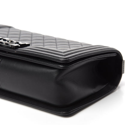 Chanel Calfskin Quilted Medium Boy Flap So Black 7 of 14