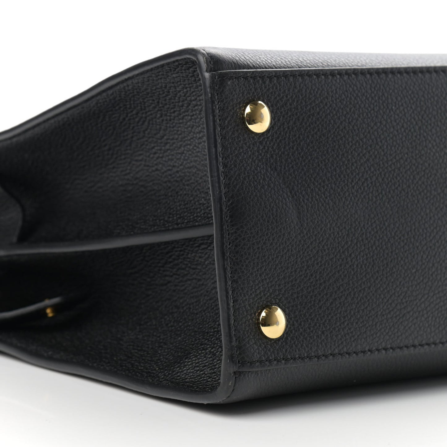 Grainy Calfskin Medium Title Bag Black