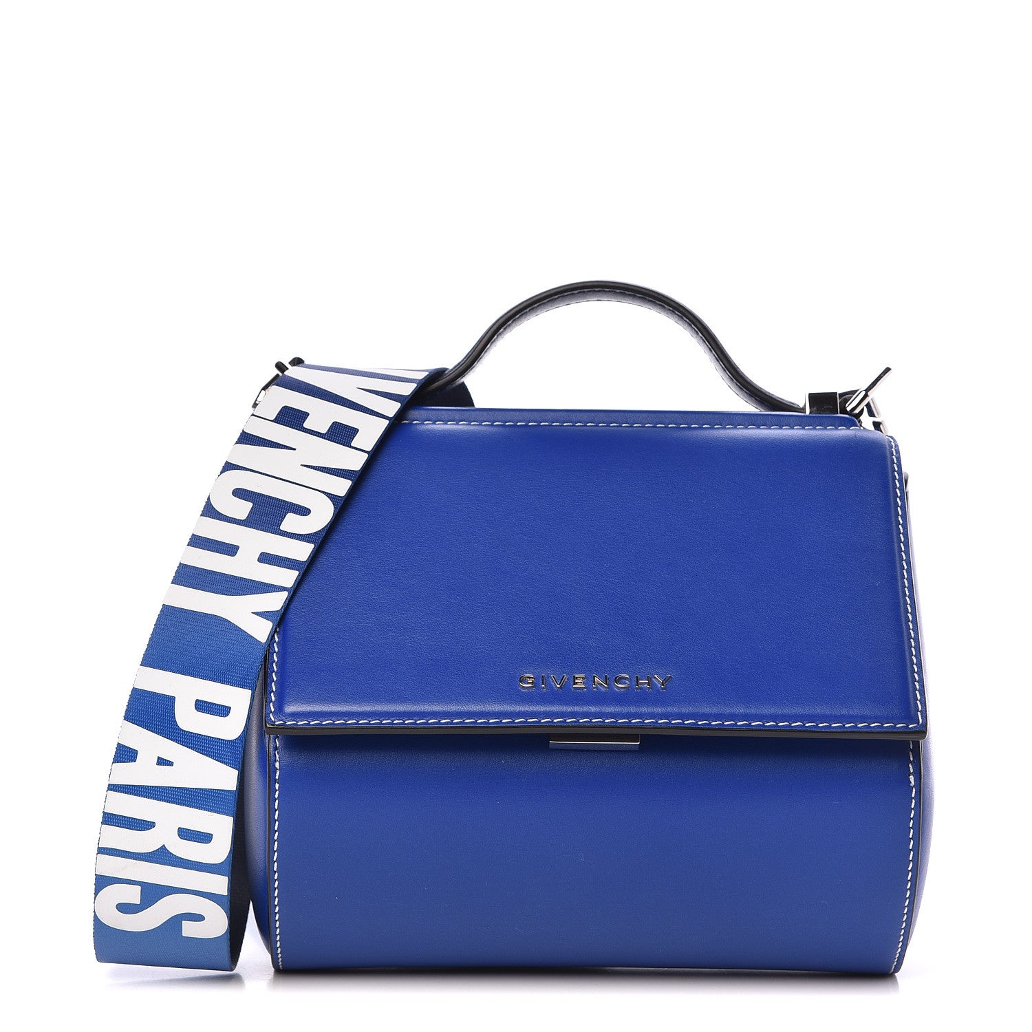 Givenchy Calfskin Mini Pandora Box Logo Strap Crossbody Bag Moroccan Blue 1 of 9