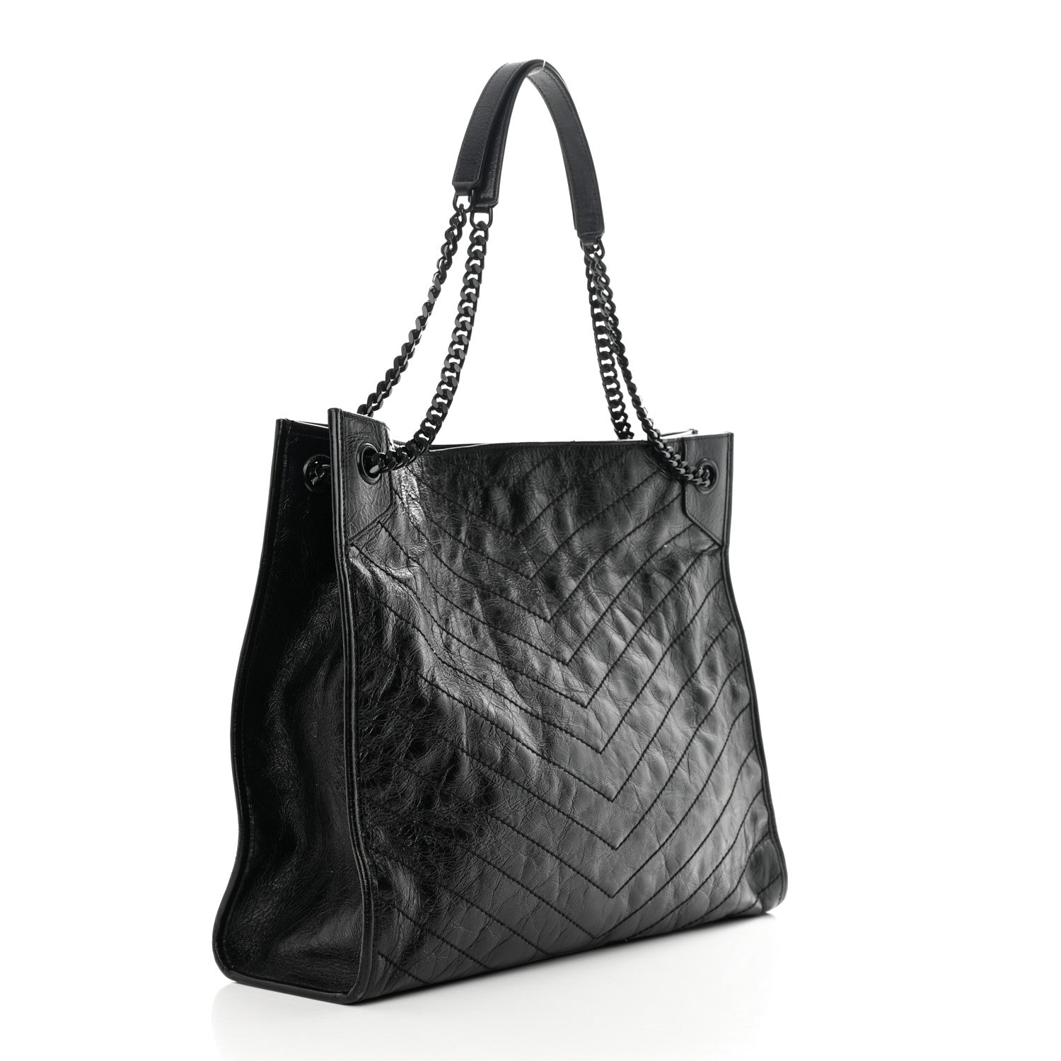 Saint Laurent Crinkled Calfskin Matelasse Monogram Large Niki Shopper Tote Black 3 of 13
