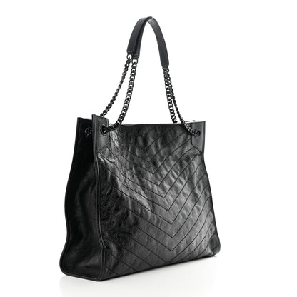 Saint Laurent Crinkled Calfskin Matelasse Monogram Large Niki Shopper Tote Black 3 of 13