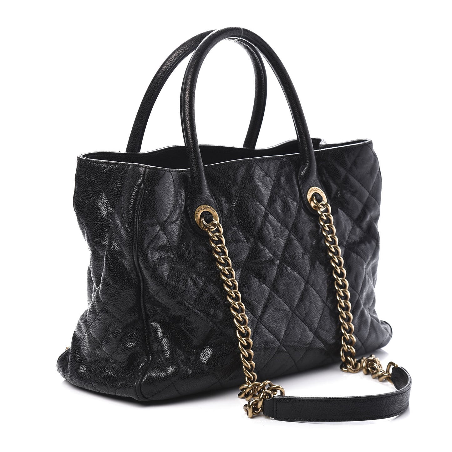 Glazed Caviar Quilted Small Shiva Tote Black