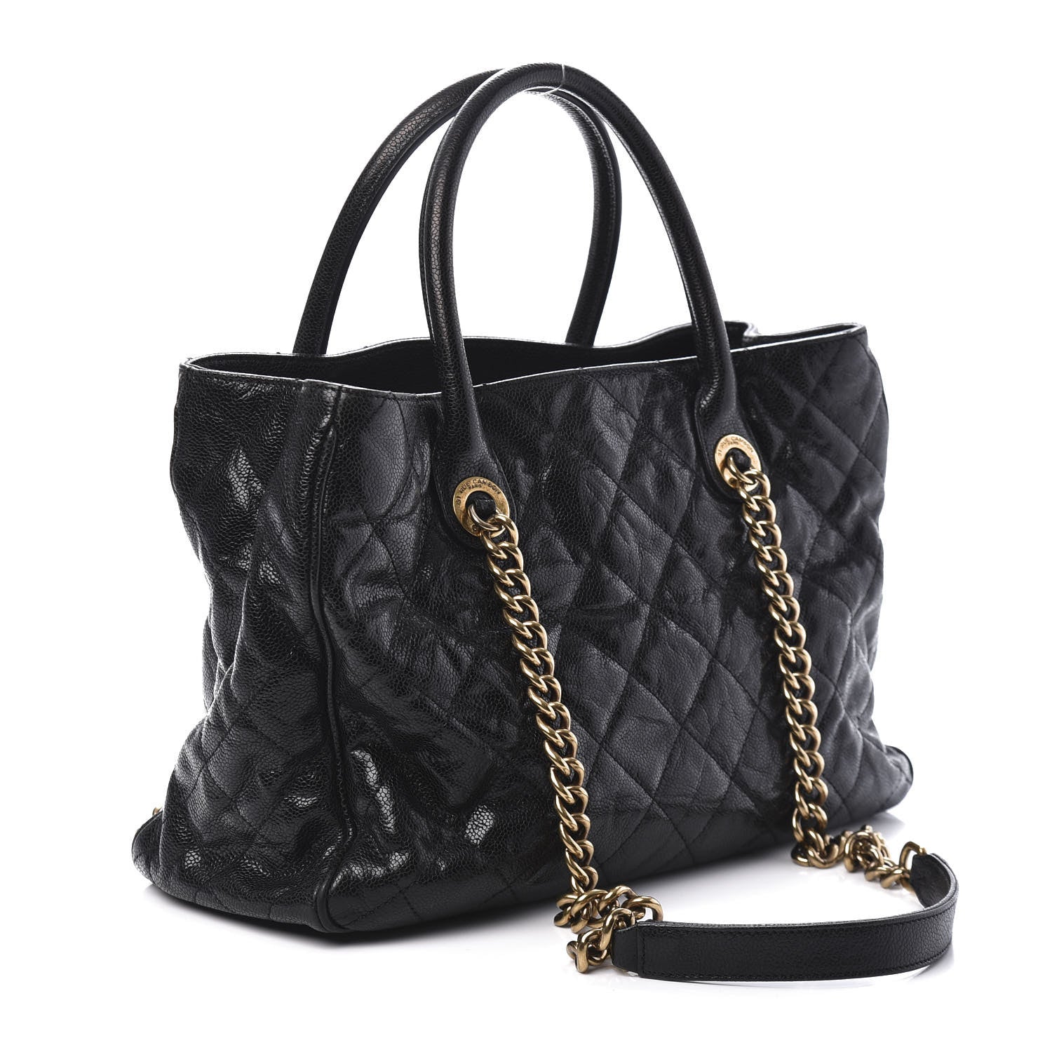 Chanel Glazed Caviar Quilted Small Shiva Tote Black 3 of 10