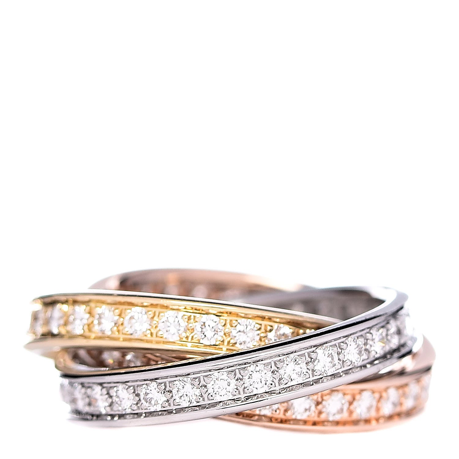 Cartier 18K Pink Yellow White Gold Diamond Trinity Ring 51 5.75 3 of 6